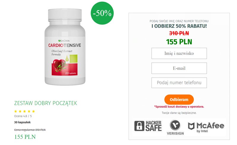 Best cardiotensive cena w aptece in Poland